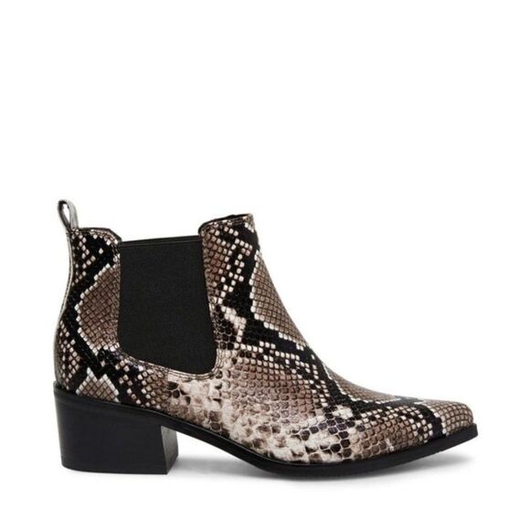 Blondo Emelia Waterproof Chelsea Bootie size 7.5 in Brown Snake Leather- NEW - Picture 1 of 11